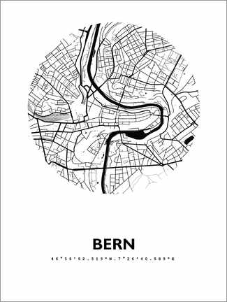 Poster Plan rond de la ville de Berne (anglais)