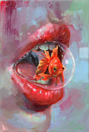 Tableau en verre acrylique  Poisson rouge - Eva Gamayun