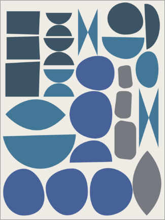 Poster Géométrie bleue
