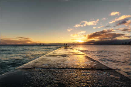 Poster Jetée de l’océan au coucher du soleil, Hawaï