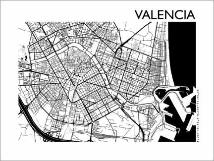 Poster Carte de Valence (espagnol)