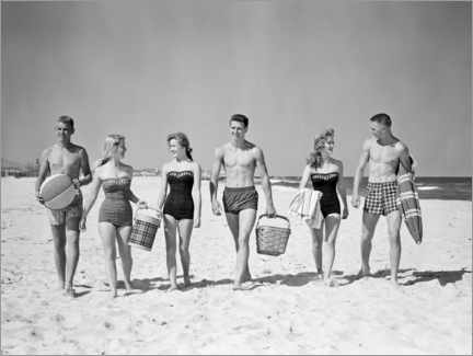 Poster Sur la plage dans les années 50
