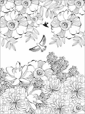 Poster à colorier  Broussaille fleurie