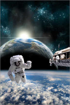 Poster  Astronautes sur la station spatiale - Marc Ward