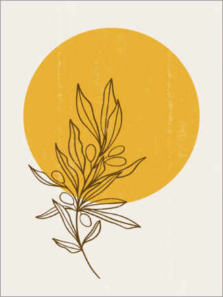 Sticker mural  Coucher de soleil avec rameau d'olivier - Olga Telnova