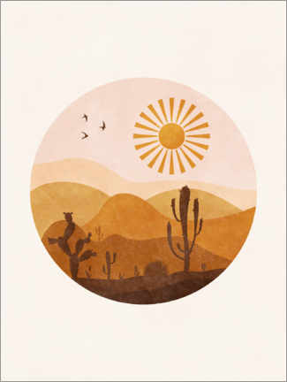Poster  Soleil dans le désert avec des cactus - TAlex