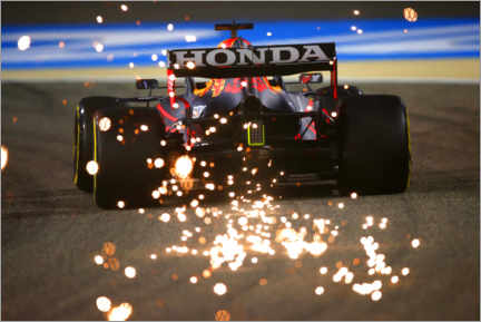 Tableau en plexi-alu  Max Verstappen, shower of sparks, Bahrain Grand Prix 2021