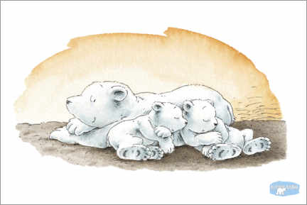 Tableau sur toile  The little polar bear Lars is dreaming