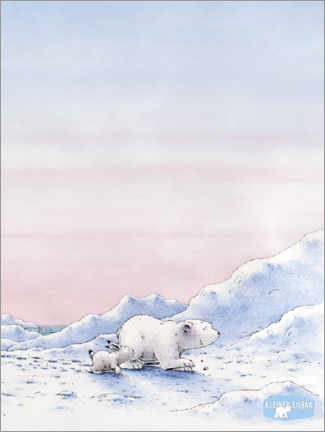 Tableau en PVC  The little polar bear Lars with the mountain hare Hugo