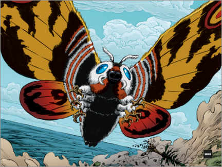 Tableau en bois  Mothra flying