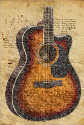Tableau en plexi-alu  Acoustic Guitar - Durro Art