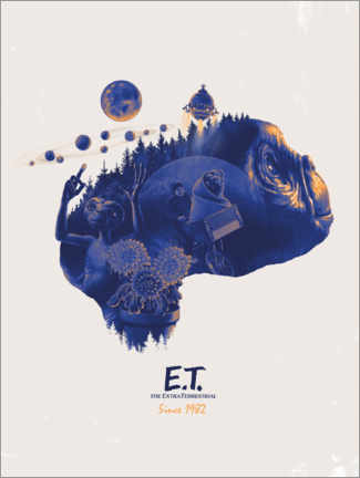 Tableau en verre acrylique  E.T. - Blue Collage