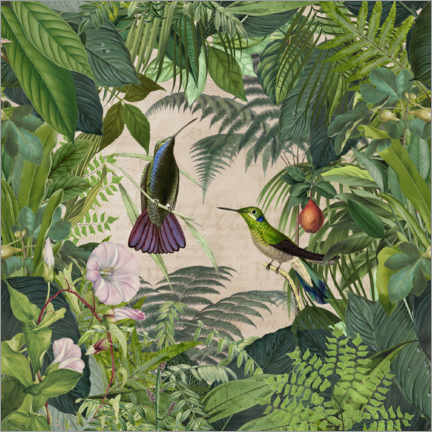 Tableau en bois  Tropical Hummingbird Jungle - Andrea Haase