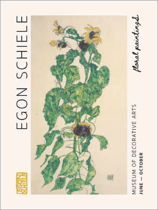 Tableau en plexi-alu  Schiele Still Lifes - Sunflowers, 1917 - Egon Schiele
