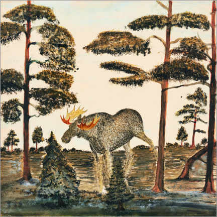 Poster  Moose in a landscape - Nils Nilsson Skum
