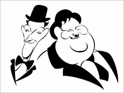 Tableau en plexi-alu  Caricature by Stan Laurel and Oliver Hardy, film comedians - Neale Osborne
