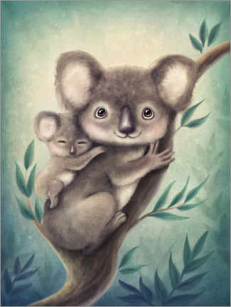 Poster  Cute Koala Mother with Baby - Elena Schweitzer