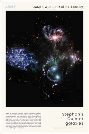 Poster  JWST - Stephan's Quintet galaxies (MIRI) - NASA