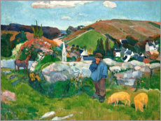 Sticker mural  Paysage breton avec porcherie - Paul Gauguin