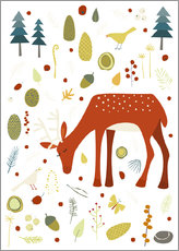 Sticker mural  Joli cerf dans une forêt en automne - Nic Squirrell