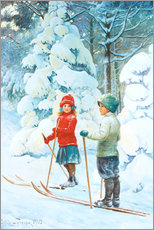 Sticker mural  Enfants avec des skis - Jenny Nyström