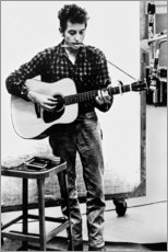 Tableau en bois  Bob Dylan avec un harmonica et une guitare - Celebrity Collection