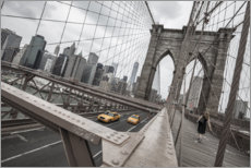 Tableau en PVC  Pont de Brooklyn avec des taxis jaunes - nitrogenic