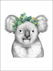 Poster  Koala avec une couronne d'eucalyptus - Nikita Korenkov