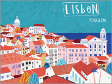 Tableau en verre acrylique  Lisbonne au bord de la mer (anglais) - Jean Claude
