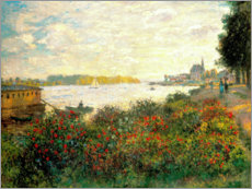 Tableau en plexi-alu  Fleurs rouges sur les bords de Seine à Argenteuil - Claude Monet