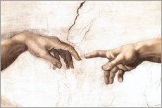 Tableau en plexi-alu  La Création d'Adam (détail des mains) - Michelangelo