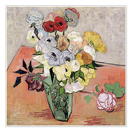 Poster  Roses et anémones - Vincent van Gogh