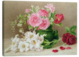 Tableau sur toile  Roses et lys - Mary Elizabeth Duffield