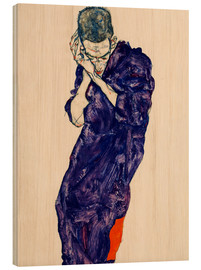 Tableau en bois  Jeune homme en habit violet - Egon Schiele