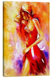 Tableau sur toile  Femme en robe rouge - Marita Zacharias