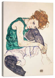 Tableau sur toile  Femme assise aux genoux pliés - Egon Schiele