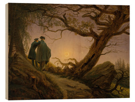 Tableau en bois  Deux hommes contemplant la lune - Caspar David Friedrich