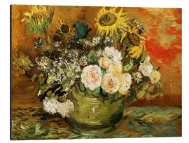 Tableau en aluminium  Roses et tournesols - Vincent van Gogh