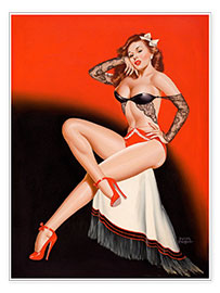 Poster  Rousse assise sur un châle à franges - Peter Driben
