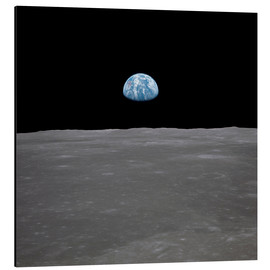 Tableau en aluminium  Apollo 11, levée de la Terre au-dessus de la Lune - NASA