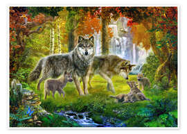 Poster  Famille de loups en été - Jan Patrik Krasny