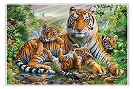 Poster  Tigre et ses petits - Adrian Chesterman