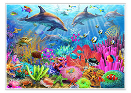 Poster  Récif corallien plein de vie - Adrian Chesterman