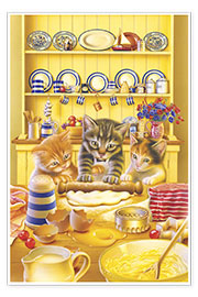 Poster Chats préparant un gâteau