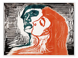 Poster  Homme et femme s'embrassant - Edvard Munch