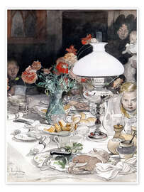 Poster  Autour de la lampe le soir - Carl Larsson