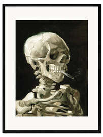 Impression artistique encadrée  Crâne de squelette fumant une cigarette - Vincent van Gogh