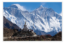 Poster  Tenzing Norgye Stupa et le Mont Everest - John Woodworth
