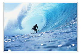 Poster  Surfeur dans une vague tubulaire - Vince Cavataio