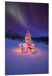 Tableau en PVC  Arbre de Noël et aurore boréale - Carson Ganci